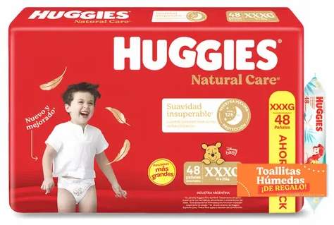 HUGGIES NATURAL CARE + TOALLITA 4en1 XXXGx48